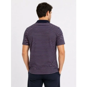 Erkek Pike Kumaş Gül Kurusu Çizgili Polo Yaka Tişört Kısa Kol T-Shirt - Siyah