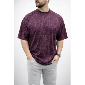 Erkek Premium Tişört OSY Yumuşak Dokulu Yıkamalı Oversize T-Shirt - Bordo