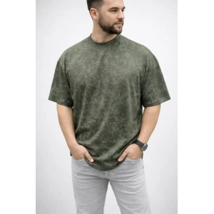 Erkek Premium Tişört OSY Yumuşak Dokulu Yıkamalı Oversize T-Shirt - Haki