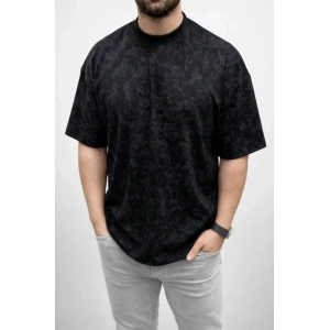 Erkek Premium Tişört OSY Yumuşak Dokulu Yıkamalı Oversize T-Shirt - Siyah