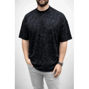 Erkek Premium Tişört OSY Yumuşak Dokulu Yıkamalı Oversize T-Shirt - Siyah