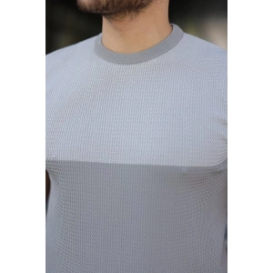 Erkek Renk Bloklu Bisiklet Yaka Kısa Kollu Triko Tişört