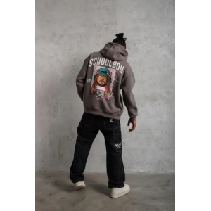 Erkek SCHOOL BOY Baskılı Kapüşonlu Sweat - Gri