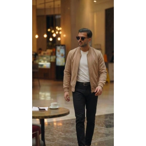 Erkek Scuba Süet Kumaş Bomber Hırka