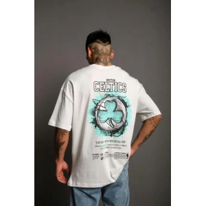 Erkek Sırt Baskılı T-shirt - Beyaz