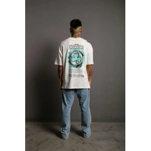 Erkek Sırt Baskılı T-shirt - Beyaz