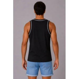 Erkek Sporcu Atlet Bisiklet Yaka Kolsuz Yazlık Atlet - Siyah