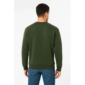 Erkek Üç İplik Düz Bisiklet Yaka SweatShirt - Haki