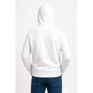 Erkek Üç İplik Kapüşonlu Kanguru Cepli SweatShirt Hoodie - Beyaz