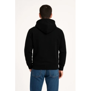 Erkek Üç İplik Kapüşonlu Kanguru Cepli SweatShirt Hoodie - Siyah