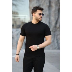 Erkek Viskon Kumaş Bisiklet Yaka Basic Tişört