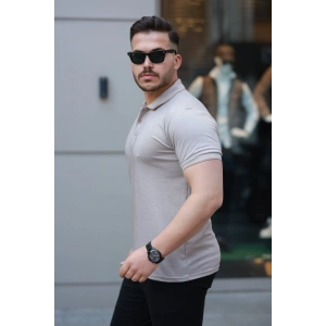 Erkek Yakalı Kagi Kumaş Kısa Kollu T-shirt