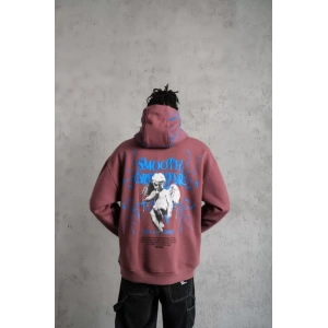 Erkek Yıldırım Baskılı Kapşonlu Sweat - Gül Kurusu
