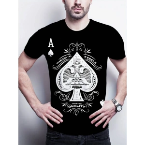 Erkekkısa Kollu Yuvarlak Yaka Desenli Viskon T-shirt