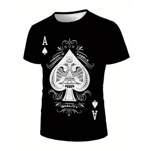Erkekkısa Kollu Yuvarlak Yaka Desenli Viskon T-shirt
