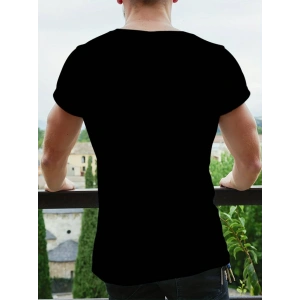 Erkekkısa Kollu Yuvarlak Yaka Desenli Viskon T-shirt