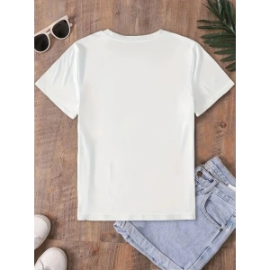 Fiyonk Baskılı Oversize Bisiklet Yaka T-shirt - Beyaz