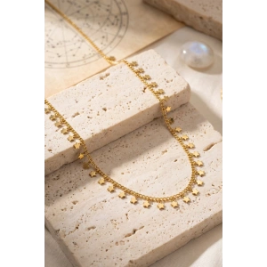 Gold Renk Yıldız Pul Model 60 cm Kadın Kolye - Lisinya