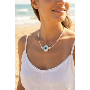 Handmade Bohem Beyaz Nazar Kolye - Lisinya