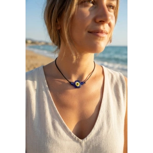 Handmade Bohem Tarz Mavi Göz Nazar Kolye - Lisinya