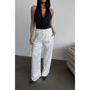 JAKAR SATEN PANTOLON - Beyaz