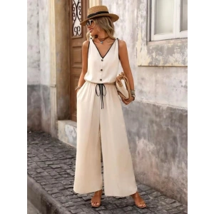 Kadın Askıdan Bağlamalı V Yakalı Belden Süs Bağcıklı Tulum