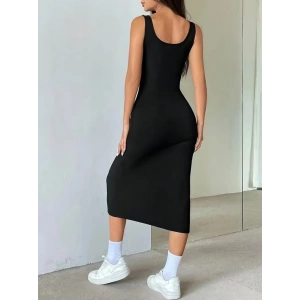 Kadın Askılı Kare Yakalı önden Düğmeli Midi Kaşkorse Elbise