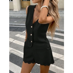 Kadın Askılı V Yakalı önden Düğmelı Bluz Ve Short Ikli Takım