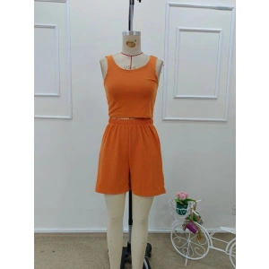 Kadın Askılı Yuvarlak Yakalı Burgu Krop Ve Bluz Short Ikili Takım