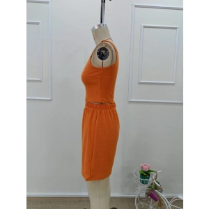 Kadın Askılı Yuvarlak Yakalı Burgu Krop Ve Bluz Short Ikili Takım