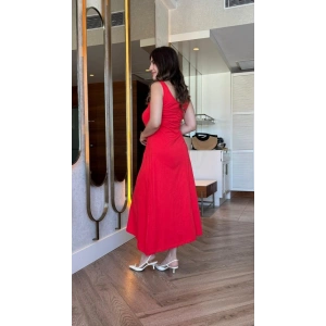 Kadın Askılı Yuvarlak Yakalı Viskon Elbise