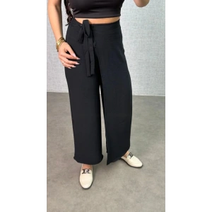 Kadın Beli Lastikli Bağcık Detay Aerobin Kumaş Etek Pantolon
