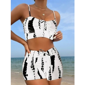 Kadın Büzgü Detay Askılı Crop Mini Tayt Ikili Takım