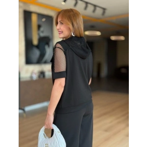 Kadın Fileli Kapüşonlu Modal Ceket