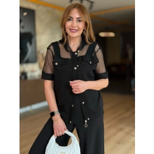 Kadın Fileli Kapüşonlu Modal Ceket