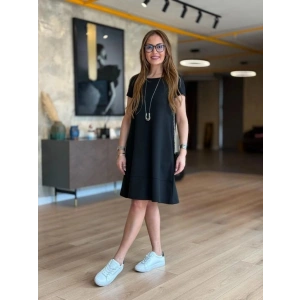Kadın Kısa Kollu Bisiklet Yaka Cepli Viskon Iki Iplik Elbise