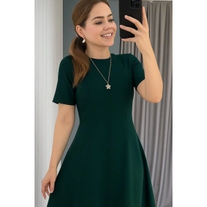 Kadın Kısa Kollu Bisiklet Yaka Maksi Boy Ithal Krep Elbise