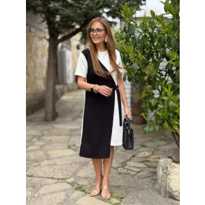 Kadın Kısa Kollu Bisiklet Yaka Yandan Bağcıklı Modal çift Renkli Modal Elbise