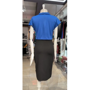 Kadın Kısa Kollu Kruvaze Yaka Krep Elbise (Kemersiz)