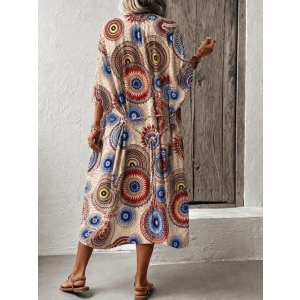 Kadın Kısa Kollu önü Açık Belden Kuşaklı Uzun Kimono
