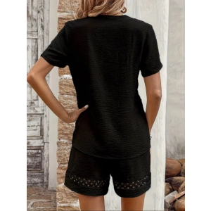 Kadın Kısa Kollu V Yakalı Bluz Ve Short Ikili Takım