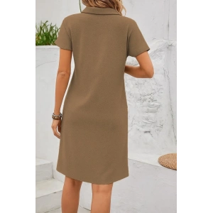 Kadın Kısa Kollu V Yakalı Bürümcük Elbise