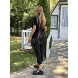 Kadın Kısa Kollu V Yakalı Iki Iplik Bluz Ve Pantolon Ikili Takım