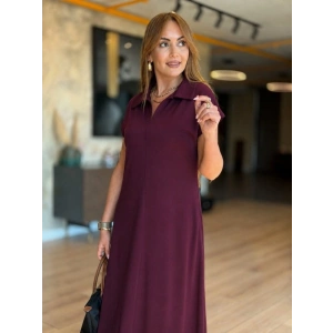Kadın Kısa Kollu Yakalı Cepli Uzun Viskon Iki Iplik Elbise
