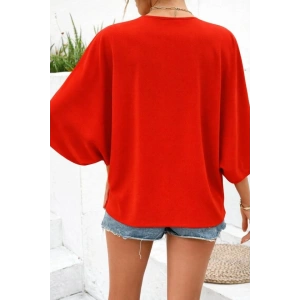 Kadın Kısa Yarasa Kollu V Yakalı önden Düğmeli Aerobin Gömlek