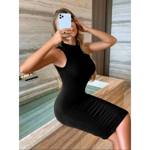 Kadın Kolsuz Balıkçı Yaka Kısa Dalgıç Elbise