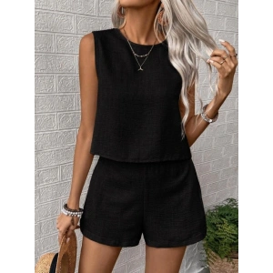 Kadın Kolsuz Bisiklet Yakalı Kısa Bluz Ve Short Ikili Takım