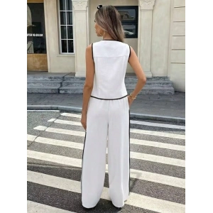 Kadın Kolsuz önü Düğmeli Yelek Ve Pantolon Ikili Takım