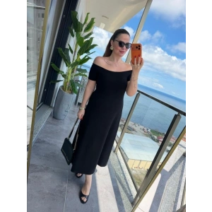 Kadın Madonna Yaka Midi Boy Modal Elbise