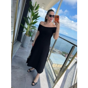 Kadın Madonna Yaka Midi Boy Modal Elbise